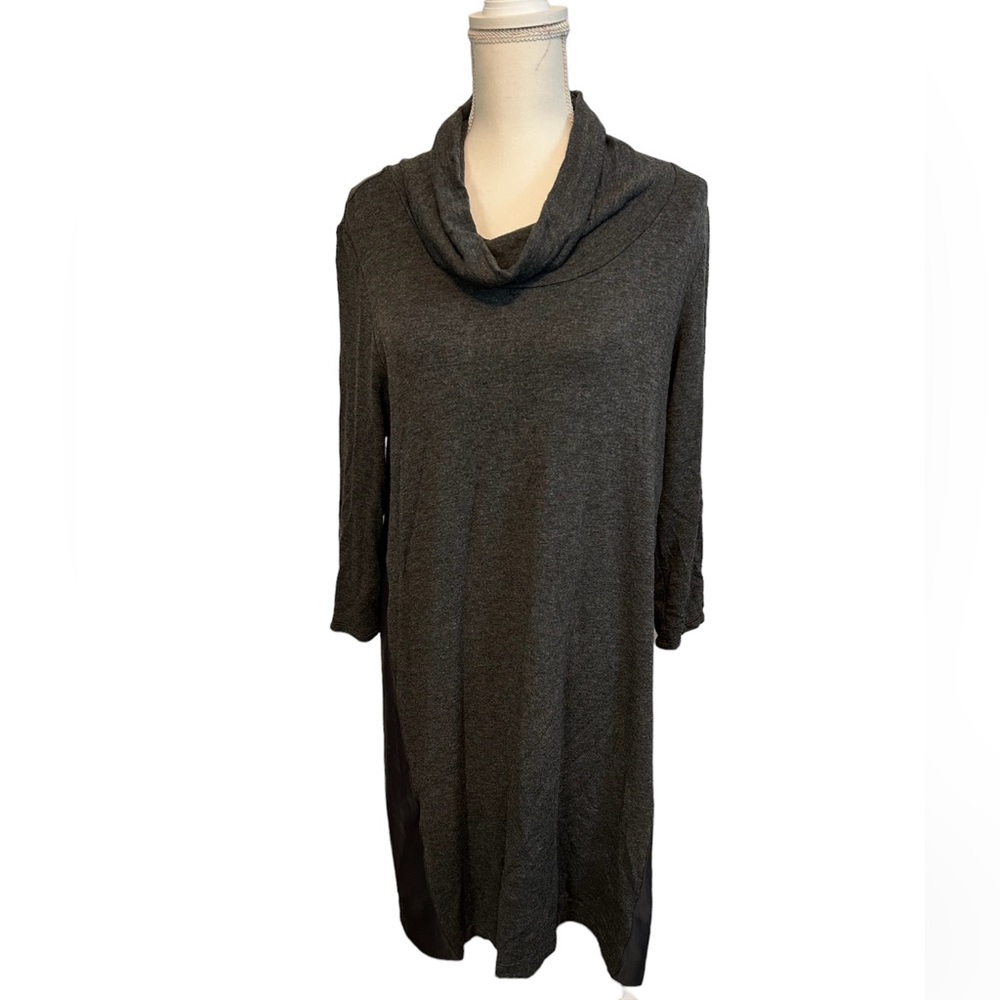 EUC Anthropologie Saturday Sunday Grey Cowl Neck Dress with Satin Back